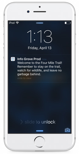 Info Grove App City Notification Bar on Lock Screen