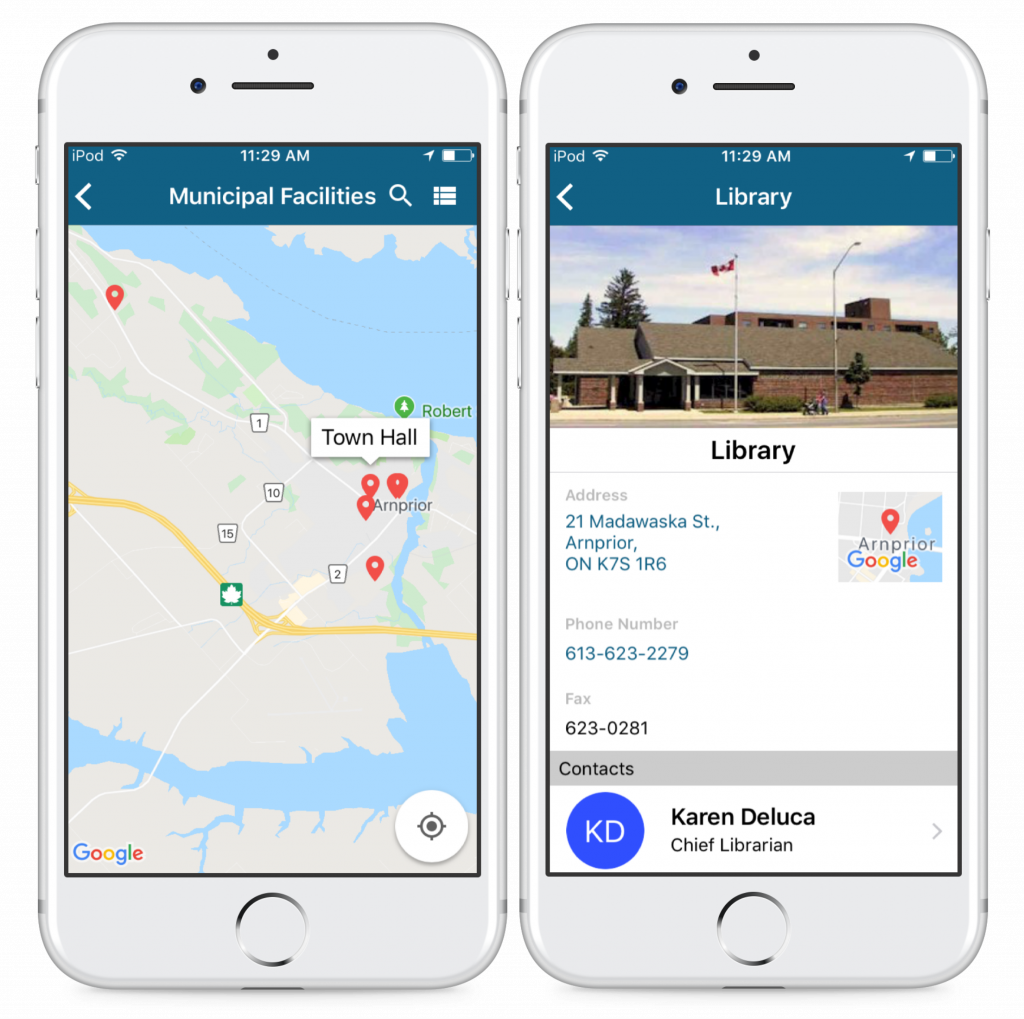 Info Grove App Town Arnprior Map and Library images
