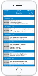 Info Grove App SafeCare BC mobile Schedule page
