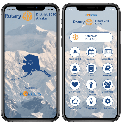 Info Grove App Rotary District 5010 Alaska Map and feature pages