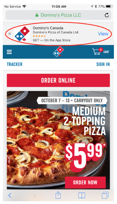 Info Grove App Dominos App Home Page Banner Pop up
