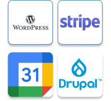 Integration with WordPress, Stripe, Google and Drupal